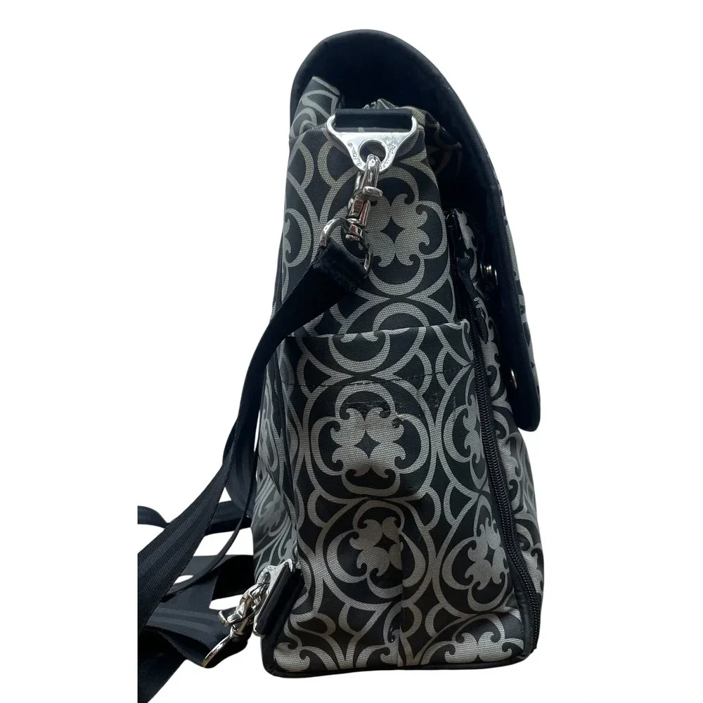 Petunia Pickle Bottom Diaper Bag Backpack Gray Black‎ Pattern READ